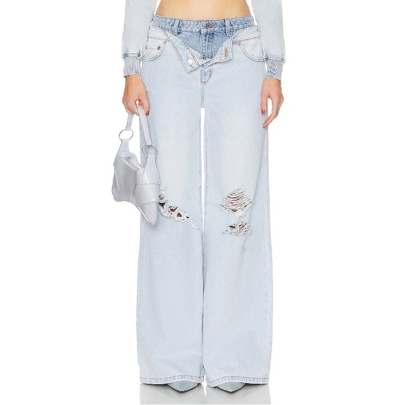 SER.O.YA Saphira Double Waistband Wide Leg Jeans in Skylight NWT - Picture 6 of 16